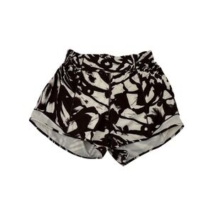 Lululemon Speed Up Hotty Hot Shorts Brown White Abstract Print Size 6